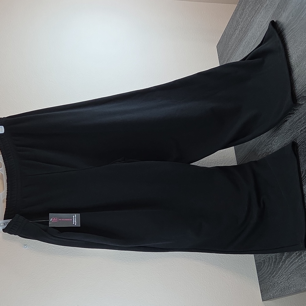No Boundaries Womans XXXL 21 Fleece Sweat Pants Love Your Self Wide Leg Black - Picture 3 of 14